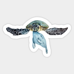 Sea turtle with plastic bag Sticker